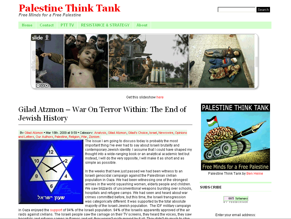 Palestine Thin Tank website