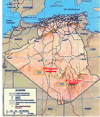 Localisation des sites d'essais nucélairs