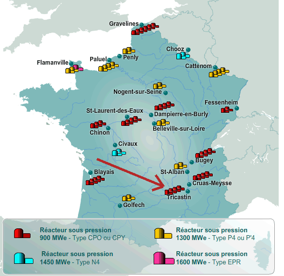 Localisation de la centrale de Tricastin